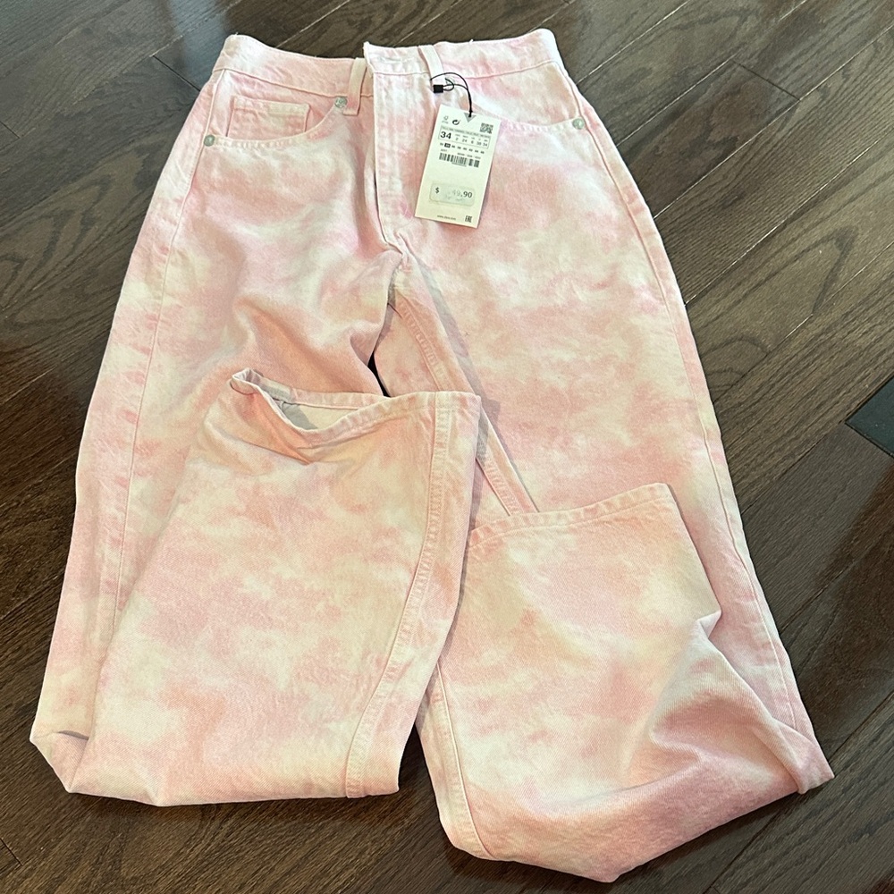Zara Pink Tie-Dye Jeans
